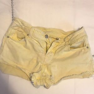 Yellow jeans shorts